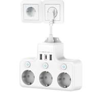 Prise Multiple avec Interrupteur Individuel, Multiprise avec USB C 3 Prises et 3 USB Chargeurs, Multiprise électrique Murale Adapt