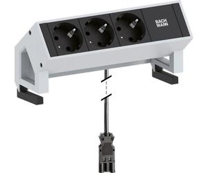 Prise multiple de table Bachmann DESK 2 à 3 prises, couleur : inox