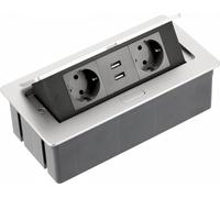 Prise multiple de table GTV 2 ports USB argenté