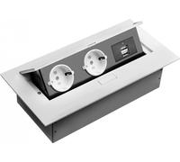 Prise multiple encastrable GTV 2 ports USB blanc