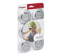 Prise multiple - LEGRAND - Dooxie - 6 Prises 2P+T - Plaque ronde aluminium - 16A
