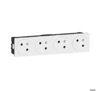 Legrand 077144L Quadruple Prise de Surface Mosaic Link Raccordement Latéral, Courant 2P+T, 8 Modules, Blanc