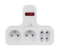 Maclean MCE224 Prise Quadruple de Courant avec Interrupteur à Pied stabilisateur, Type E 2x2,5A, 2x16A