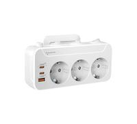 Prise Multiple Murale, Bloc Multiprise 3 Prises avec Interrupteur Individuel, Triple Prise USB Secteur Multiple,PD 20W Chargeur USB C Triplette Electrique Multiprise Parafoudre et Surtension,Blanc