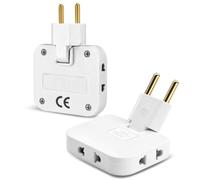 Prise Multiple Plate, 2 Pièces Prise Plate avec Tête Rotative 180º | Prise Multiple 16A/250V, EU-US Multiprise Plate with 3 Plugs, Peut être Installé Derrière Un Meuble