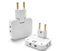 Prise Multiple Plate, 2PCS 16A/250V Multiprise Plate Meuble avec 3 Prises | Multiprise 180º, Prise Universelle Us/UE, Peut être Installé Derrière Un Meuble, Pratique pour Les Voyages en Europe
