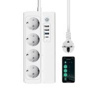 Prise multiple ZigBee, 4 prises, 3 ports USB + 1 port USB-C, 20 W, blanche