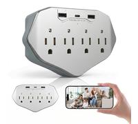 Prise murale 1080p - Caméra de surveillance sans fil Wi-Fi - Caméra de surveillance intérieure avec grand angle de 120° - Design 4 en 1 avec chargeur USB et protection contre les surtensions