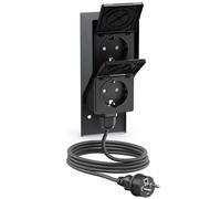 Prise murale apparente PIWI pour l'extérieur avec câble de 5 m, IP44, double,