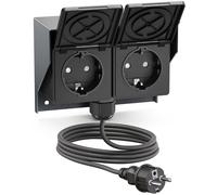 Prise murale apparente PIWI pour l'extérieur, avec câble de 5 m, IP44, double,