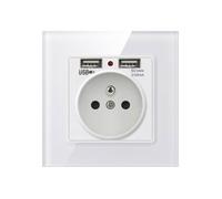 Prise Murale avec Double USB - PZCC - Charge Rapide - 16A - Plastique Ignifuge - Intérieur