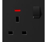 Prise murale britannique 13 A commutée USB A C (13 A) Noir | Prise commutée 13 A, ports USB-A et USB-C, finition noire, s'adapte aux boîtes standard, réduit l'encombrement des câbles