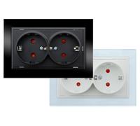 Prise murale double Schuko, noire, 1 pièce