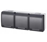 Hermes Prise hermétique triple avec/u 16A IP44 anthracite GNT 0323-07 mask5902431697734