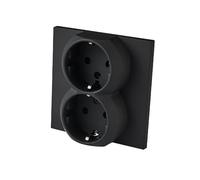 Prise Murale Encastrée Double Haute Température/Antistatique Polarisée avec Terre - ABS Antichoc Design Plat 5mm Noir Mat - 250V 16A AC pour Maison & Bureau - WESA