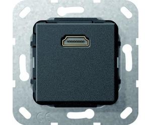 Prise murale HDMI GIRA 566910 - Inversion mâle-femelle - Noir mat