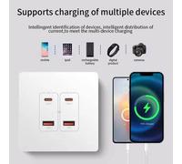 Prise murale Herepow avec double interface USB Type-C, quatre ports de charge rapide 20W 3A 220V, adaptateur de prise pour appareils électroménagers intelligents