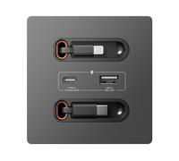 Prise Murale Intelligente Universelle avec Câble de Charge Rapide 20 W, Port USB-C, Gris Foncé