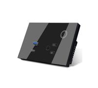 Prise Murale Intelligente WiFi Tuya 15 A USB TYPE-C pour Alexa pour Home Life Prise UE Noire