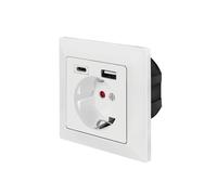 Prise murale LogiLink PA0262 CEE 7/3 avec port USB 5V 230V 50Hz 3 pôles 80x80x40mm blanc