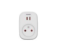 Prise murale MOBILITY LAB blanche avec module de charge intégré, 2 ports USB-C PD 45W et 1 prise secteur européenne