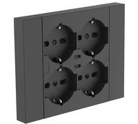 Prise murale noire 4 Schuko 2 USB C 22117 Electraline