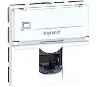 Prise murale RJ45 Cat6 - LEGRAND - 45x45 UTP - 2 modules - Conforme ISO/IEC 11801 ed.2.0 - Blanc