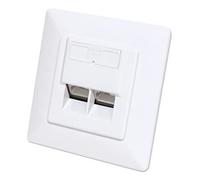 Intellinet 771917 : Prise de courant double RJ-45 Cat.6a STP, 500 MHz, ABS Blanc, 80x80x31mm, certifications CE RoHS ISO/IEC 11801 DIN EN 50173-1
