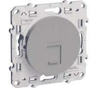 Prise murale RJ45 - SCHNEIDER - Odace - Gris Aluminium - 2P+T - Monophasé
