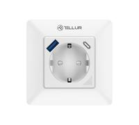 Prise murale Tellur Smart WiFi, 3600W, 16A, PD20W, USB 18W, lecture d'énergie, blanc