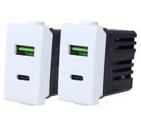 Prise murale USB-C, 3,1 A, lot de 2, compatible avec Bticino Matix, couleur blanche