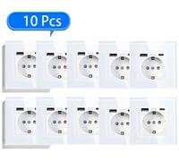 Prise murale USB-C - Prise simple en verre - 20 W USB-C - 16 A - 220 V - À encastrer - Lot de 10 - Blanche