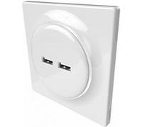 Prise de courant Fibaro Walli N 2 ports USB blanche