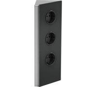 Prise murale WIPO, série "Steckdosenelement Power Eck G", 3 prises, acier inoxydable/verre noir