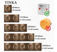 Prise murale YINKA en aluminium brossé marron café, norme EU/FR 16A, 1 à 5 prises, montage mural, durable 2 HDMI socket