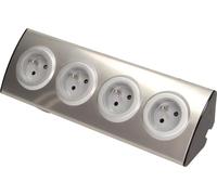 Prise pour meubles 4x2P+Z INOX, Orno OR-AE-1340 Bloc de prises Prise pour montage en saillie