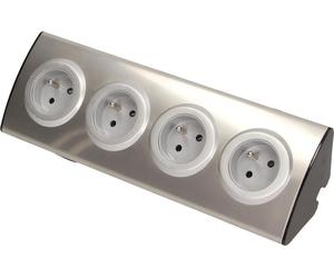 Prise pour meubles 4x2P+Z INOX, Orno OR-AE-1340 Bloc de prises Prise pour montage en saillie