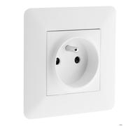 Zenitech Prise murale 2 pôles + terre 16A Blanc