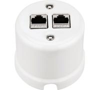Prise réseau CAT.7 2x I QR1 blanche, en saillie, en porcelaine rétro