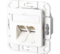 Prise réseau encastré insert avec plaque centrale CAT 6 2 ports Metz Connect 1307381102-I blanc pur