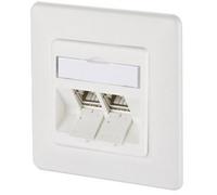 Prise réseau encastré insert avec plaque centrale et châssis CAT 6a 2 ports Metz Connect 130B12D21002-E blanc pur