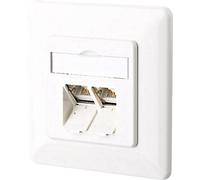Prise réseau encastré insert avec plaque centrale et châssis CAT 6a 2 ports Metz Connect 130C381002-I blanc pur