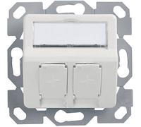 Prise réseau encastré insert avec plaque centrale non équipé 2 ports Telegärtner 100021417 blanc-alpin