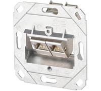 Prise réseau encastré insert CAT 6a 2 ports Metz Connect 1309121200-E argent (métallisé)