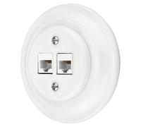 Prise réseau, encastrée, en porcelaine, style rétro, CAT.5E, 2 prises, tout-en-un, série PR1, blanche