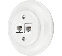 Prise réseau rétro encastrée en porcelaine CAT.5E 2x I PR1 blanc