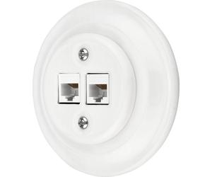Prise réseau rétro encastrée en porcelaine CAT.5E 2x I PR1 blanc