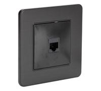 Prise réseau RJ45 complète - catégorie 6 - métal Noir brossé - Kouro - Zenitech