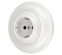 Prise rétro en porcelaine, encastrée, tout-en-un, blanche, modèle PR1