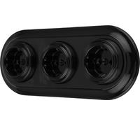 Prise rétro encastrée en porcelaine, 3x, All-in-One, SET série PR1 noir